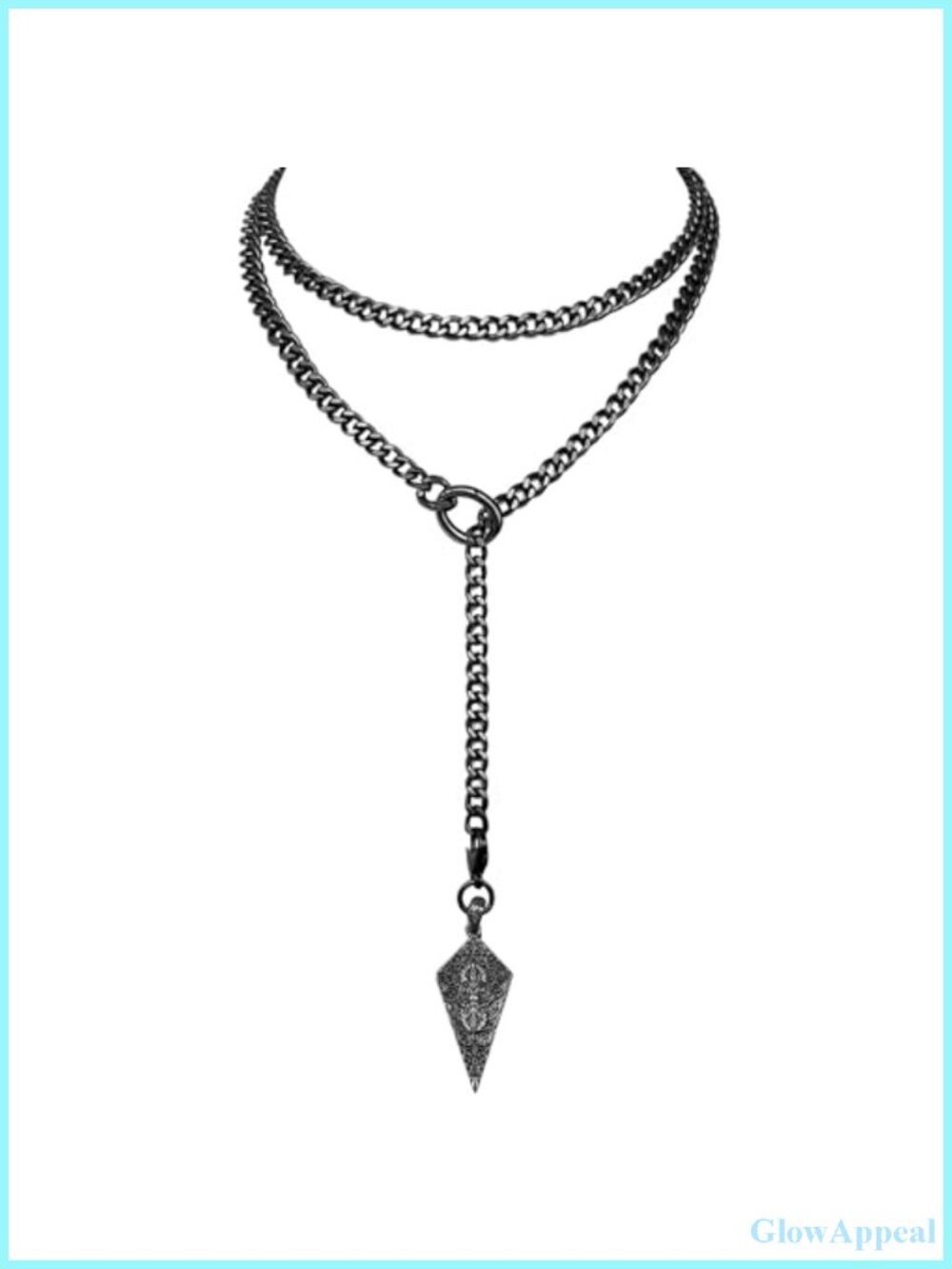 18K Gold Plated Knight's Shield Pendant Necklace 27" Cuban Chain Women